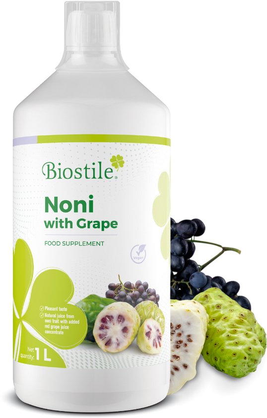 Biostile – Noni Met Druiven – Natuurlijk Noni Sap - Druivensap voor welzijn - 1 L