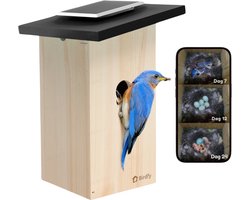 Birdfy Nest Ebony - Vogelhuisje met Camera - Vogelvoederhuisje met Zonnepaneel - AI Vogelherkenning - Vaderdag Cadeau