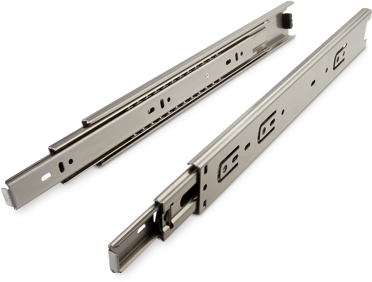 1 Paar (2 stuk) Roestvrij staal Volledig uitschuifbaar Ladegeleider KV7-45-H45-L250-NF Lengte 250 mm Draagkracht 45 kg Corrosiebestendig van SOTECH