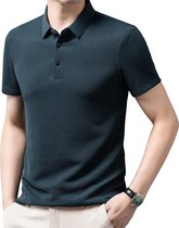 Heren Poloshirt Linnen - Slim Fit - Polo - Shirt - Blauw - Zwart - Ademend