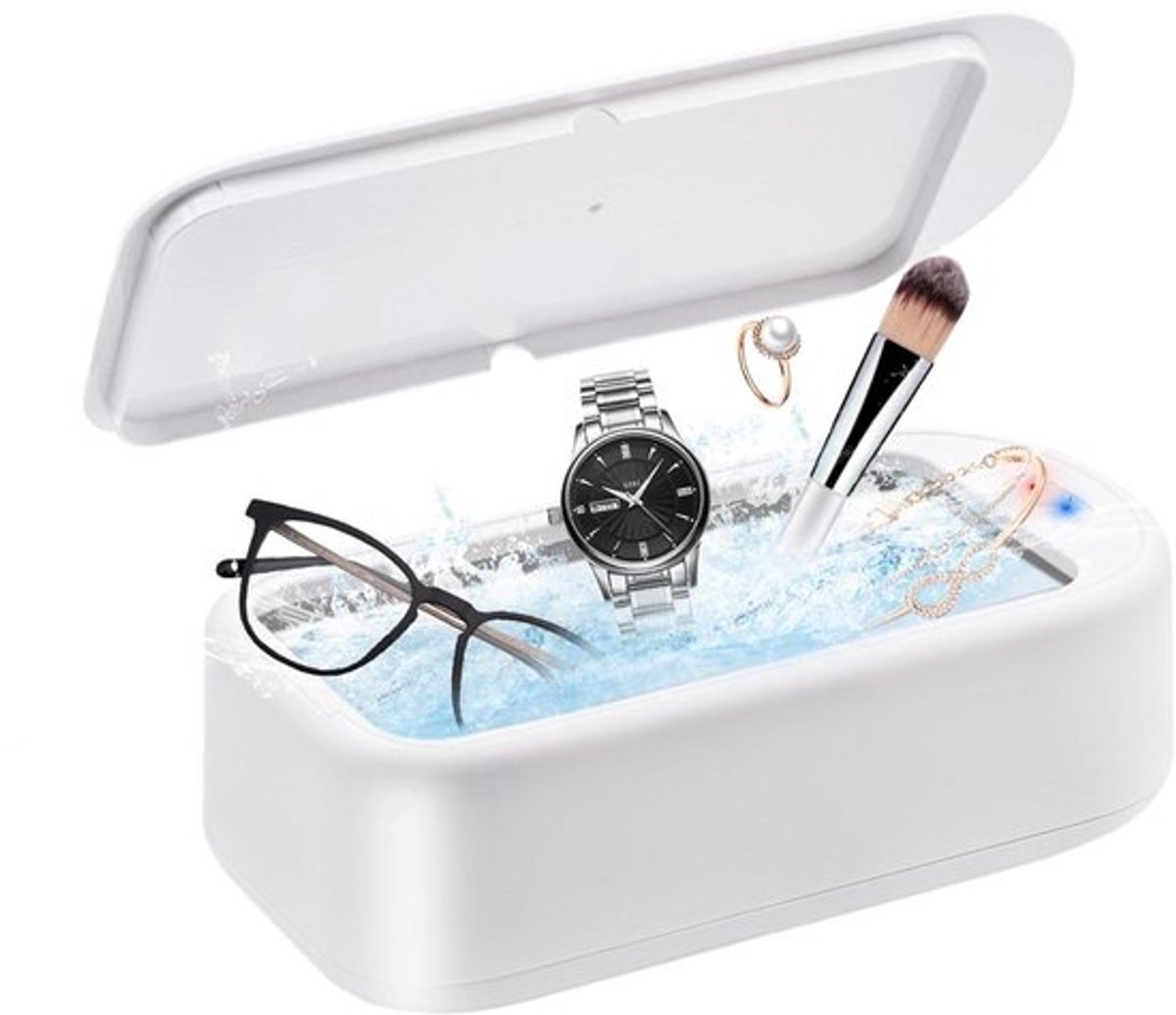 640ML Ultrasonic Cleaner with USB Charging and 2 Timer Settings - White