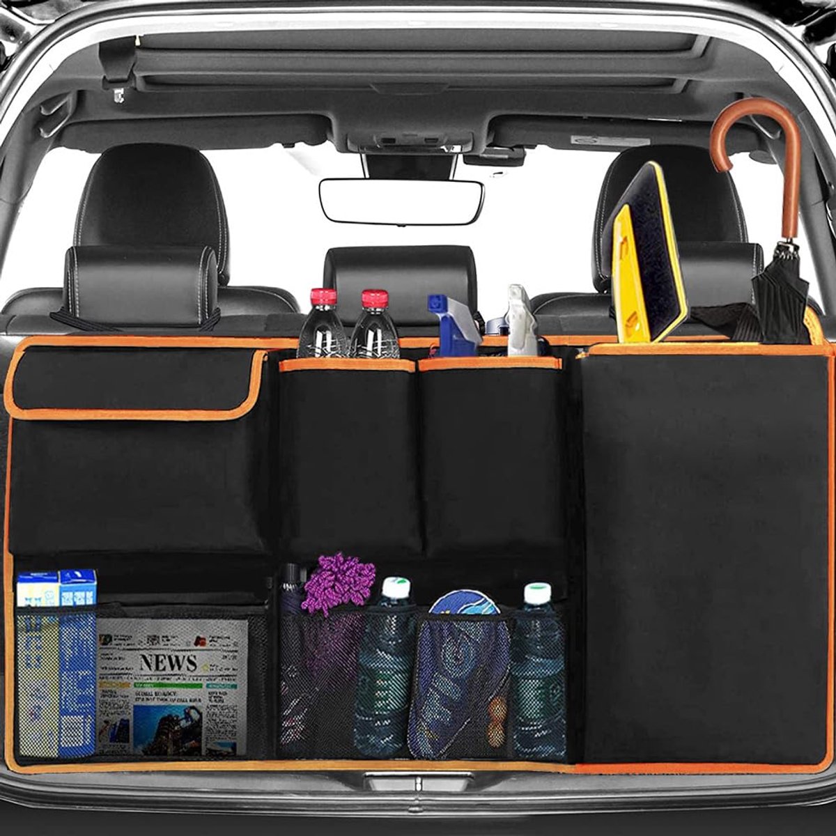 Ibenzoa® Uitgebreide Waterdichte Kofferbak Organizer voor Auto's met Meerdere Opbergvakken en Gemakkelijk Onderhoud