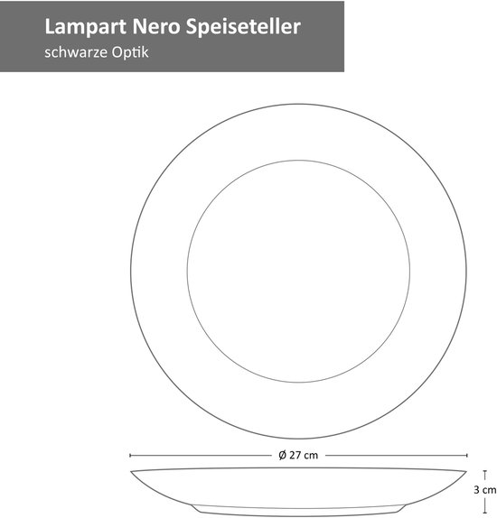 Lampart Nero spetelller, zwarte optiek, 27 cm diameter, 3 cm hoog.