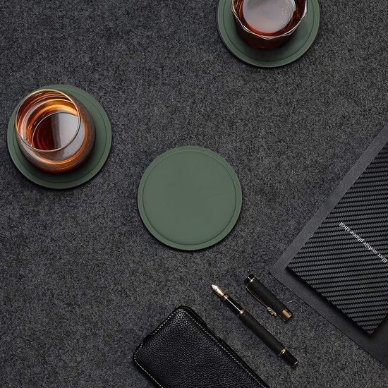 Sous-verres en Siliconen Castagnola – Sous-verres de Sous-verres Verres Design support – Set de 8 dessous de verre – Antidérapants – Vert