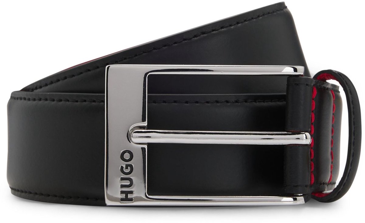 HUGO Leren Riem Barney Leather Belt W90 Black Zwart