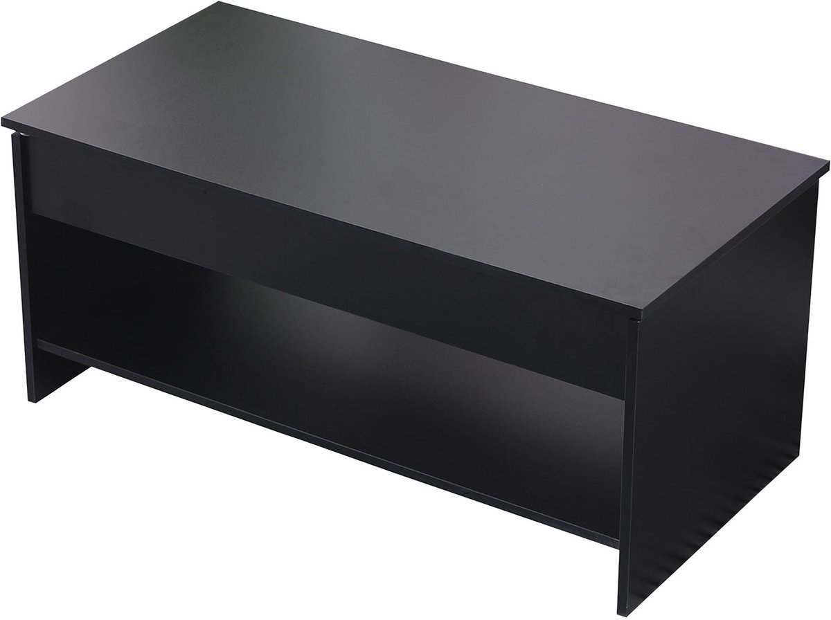 Salontafel met hefbaar blad, zwart HEDDA