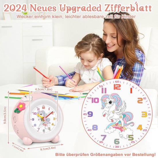Kinderwekker Zonder Tikken met Nachtlicht en Instelbaar Volume — afbeelding 2