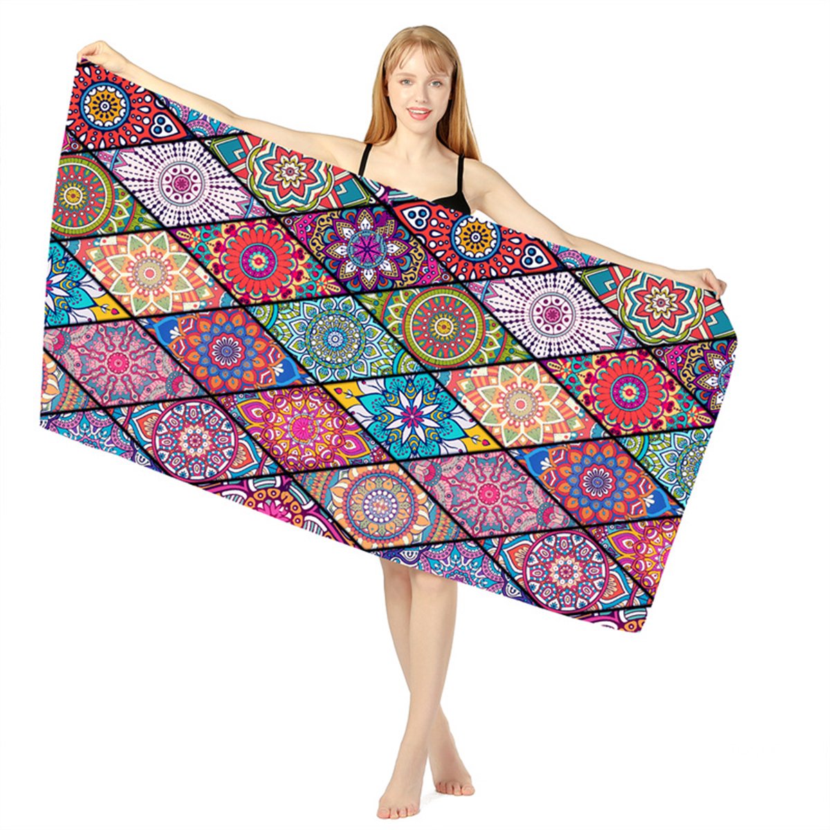 Microvezel Zandvrij Strandlaken - Sneldrogend Super Absorberend Oversized Dunne Deken Handdoek - Reizen Zwembad Zwemmen Bad Kamperen Yoga - Meisjes Vrouwen Mannen Volwassenen Boho Boheems