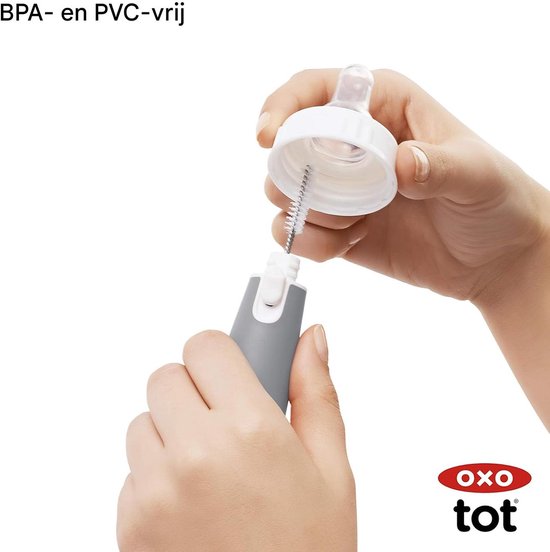 Babyflesborstel met Siliconen Speenreiniger - All-in-One Hygiëne Set- Grijs — afbeelding 5