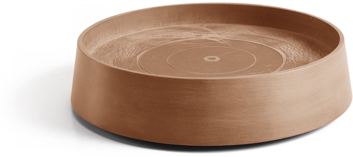 Ecopots Saucer Wheels Oslo - Terra - Ø41 x H9,5 cm - Ronde terrakleurige onderschotel op wielen met waterreservoir