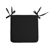 Stof Textile Home stoelkussens - zwart - 38 x 38 x 3 cm - voor binnen - touwtjes sluiting - zitkussens plat - vierkant