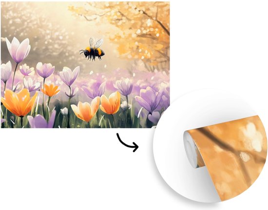 Behang - Fotobehang Viooltjes - bij - Zonlicht - Breedte 375 cm x hoogte 280 cm