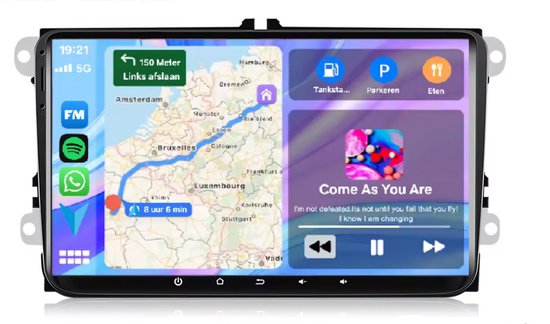 Autoradio 2/32GB met Carplay en Android Auto | Geschikt voor Vw volkswagen Golf 5 & 6 Polo Caddy Bora Jetta Transporter T5 Touran Passat scirocco 2003-2017 | radio met navigatie | 2006 2007 2008 2009 2010 2011 2012 2013 2014 2015 | Rns mk5 A6 R b6