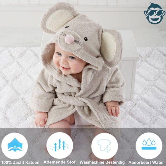 Baby Badjas - Grijs - van 0 tot 12 maanden — afbeelding 2