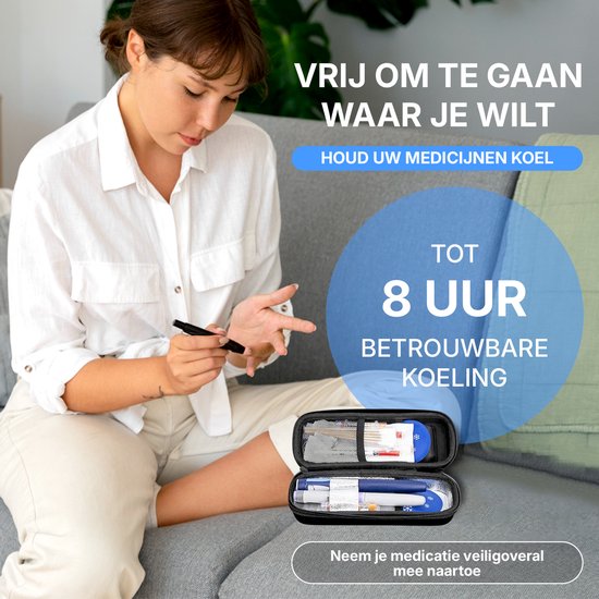 Insuline Koeltas - Diabetes Koeltas met 2 Ijspacks – Isolerende Insuline Etui voor op Reis - Compact Koeltasje, Koeler Tas & Tasje van Bewern — afbeelding 4