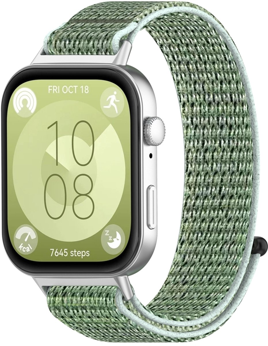 By Qubix - Sport loop nylon bandje - Groen - geschikt voor Huawei Watch Fit 3 / Fit 4