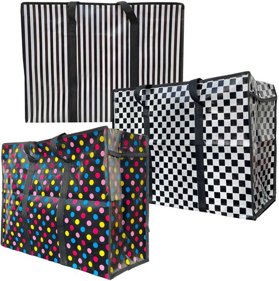 Big Shopper met rits XL Modern - 70 x 50 cm - Set van 3