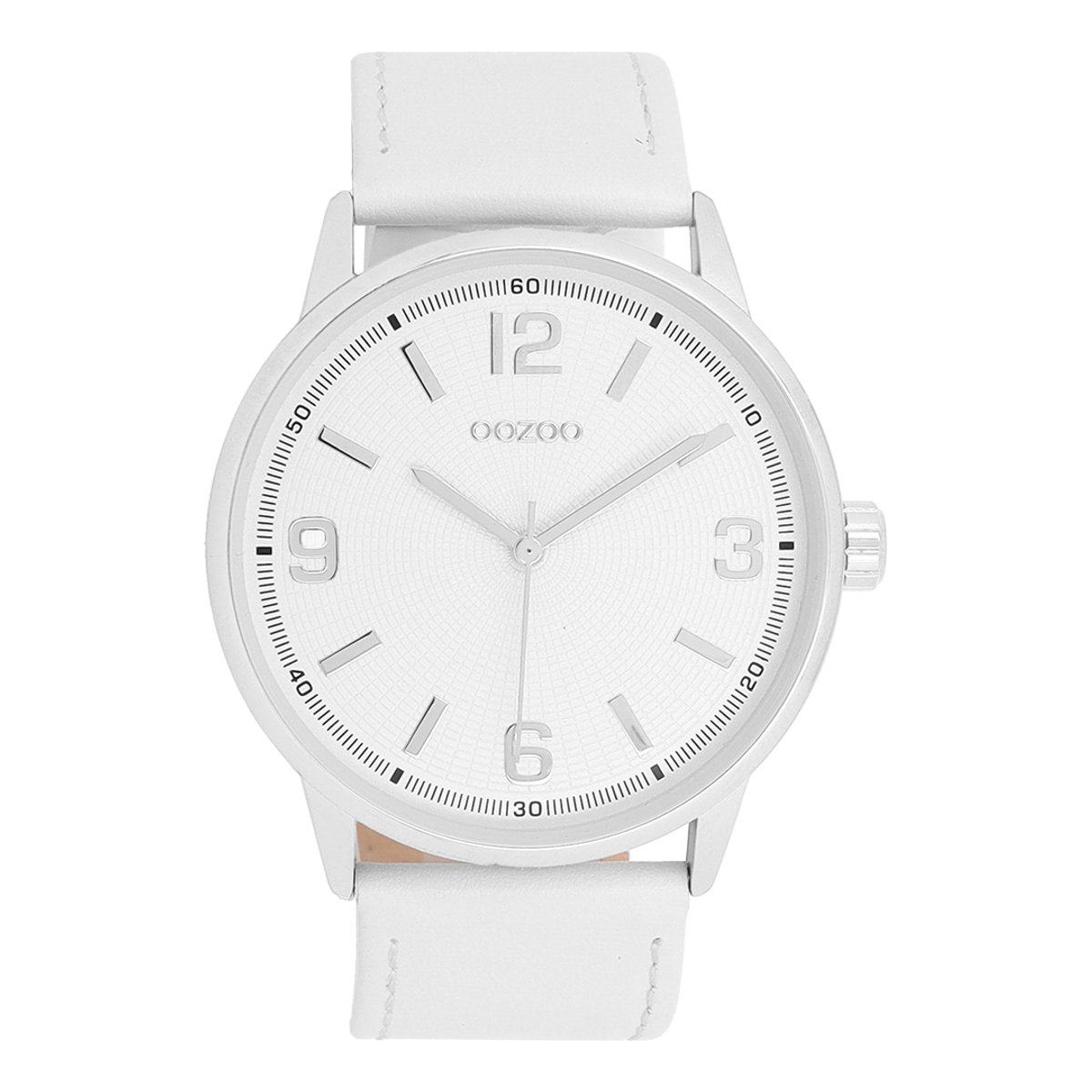 OOZOO Timepieces - Zilverkleurige horloge met leren band leren band - C11500