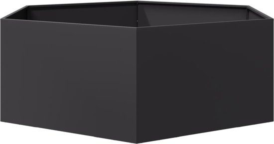 The Living Store Jardinière hexagonale 138x120x45 cm acier noir - Pot de fleurs - Jardinière - Décoration de jardin - Jardinière en métal - Jardinière hexagonale