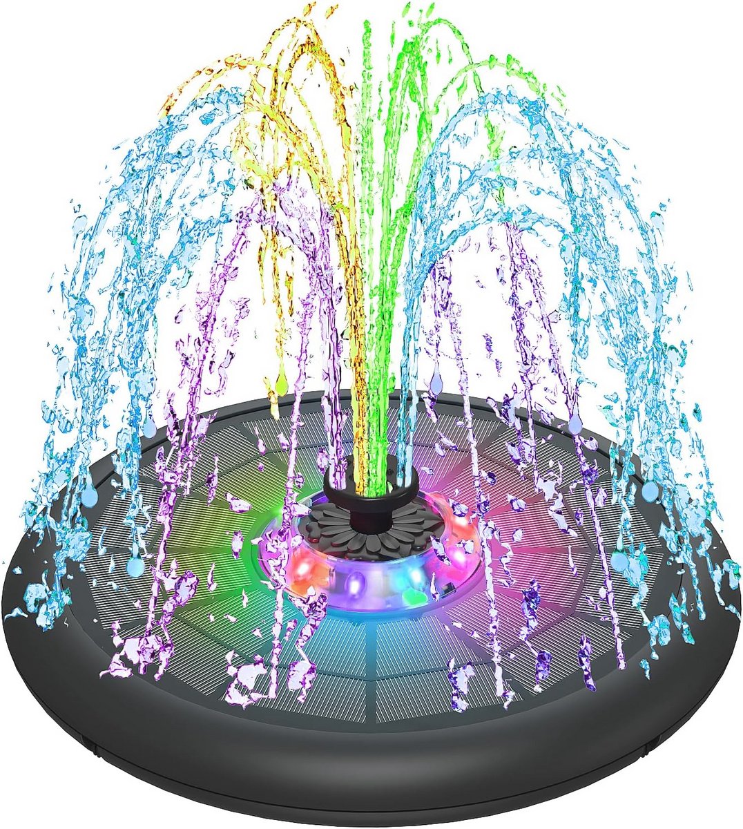 Upgraded Solar Fontein met Kleurrijke Lichten - 5W Waterpomp voor Vogelbad en Tuindecoratie