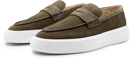 Mocassins Dutch'D® - À enfiler - Vert olive - Luxe - Sport - Cuir suédé - Atmos Era - Pointure 42