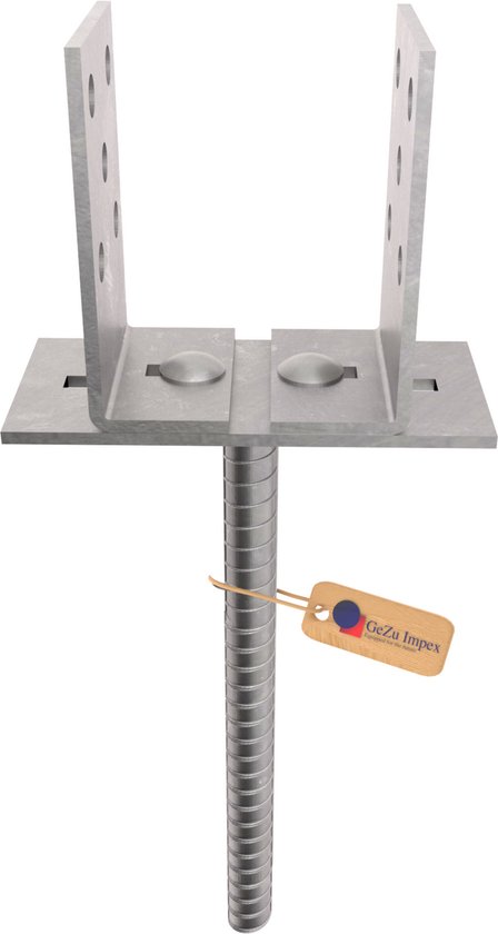 GEZU IMPEX Ancre Poteau Bois en U Réglable 400 mm Zinc