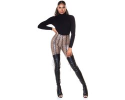 Imitatieleren broek met slangenprint M