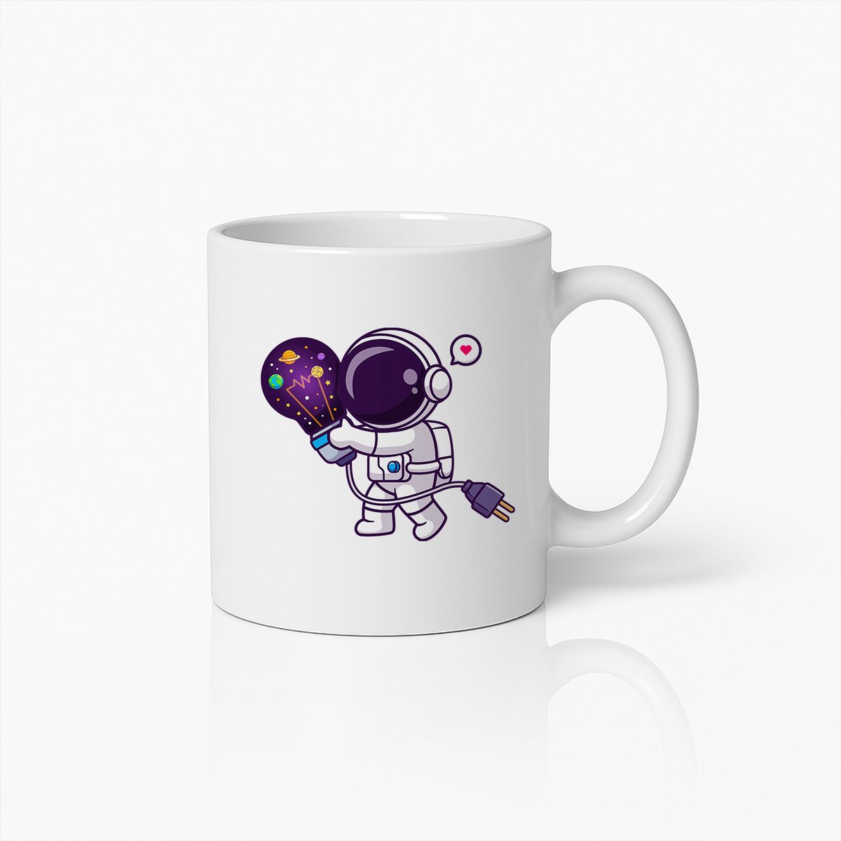 Creatieve Astronaut Met Gloeilamp Mok – Ruimte Geïnspireerde Koffiebeker Voor Innovators