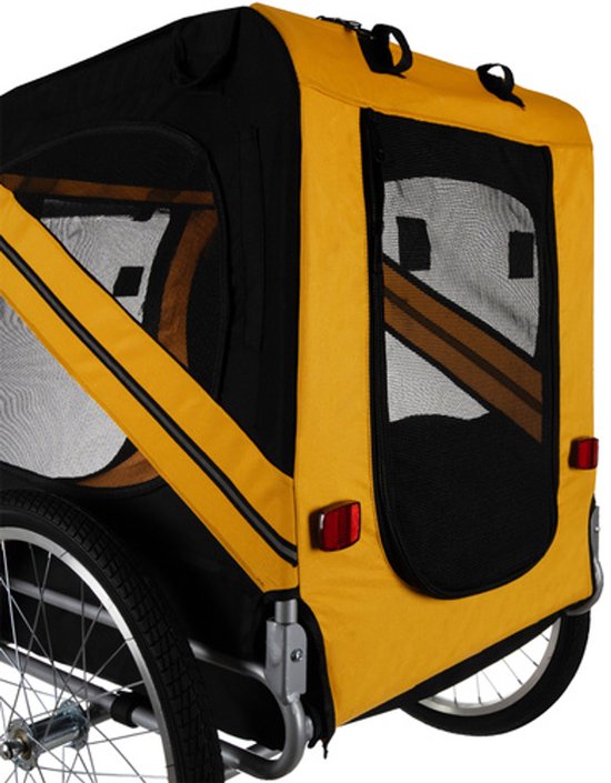 fietskar hond - Grote Dierentrailer tot 40kg met Luchtbanden, Gordel & Reflectoren fietskar - aanhangwagen - fietskrat Zwart - 13655 van Merkloos — afbeelding 5