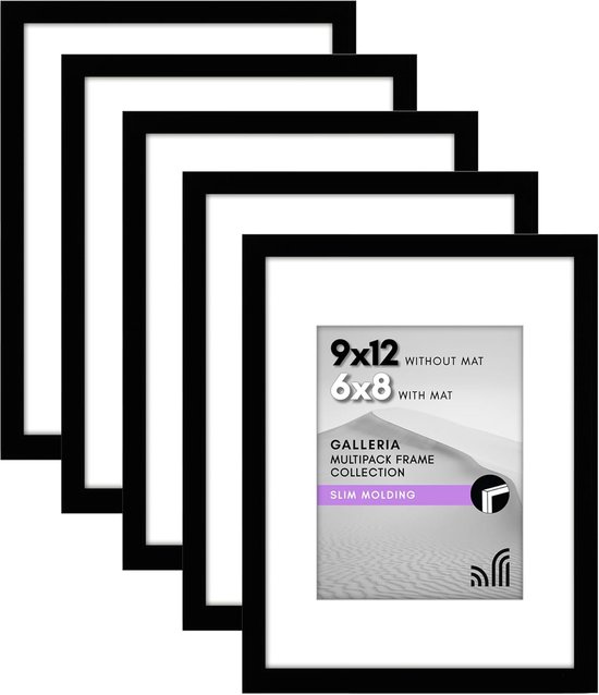 Haes Deco - Collage set met 6 kunststof fotolijsten zwart Easy Frame