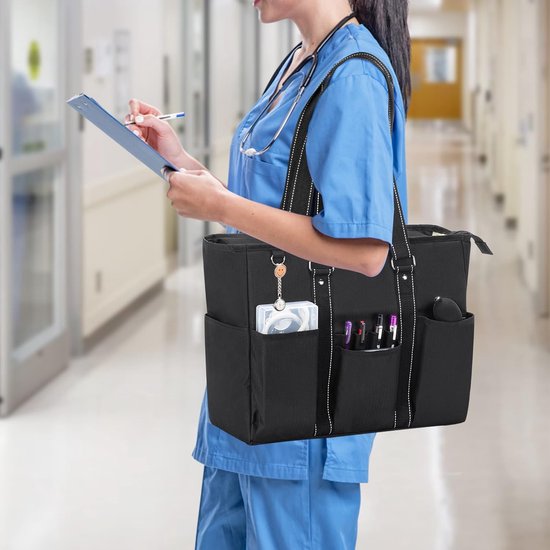 Damero Verpleegkundige werktas, Utility Tote verpleegkundige laptoptas medische draagtas voor vrouwen, huisbezoeken en medische benodigdheden, Paars, Eén maat
