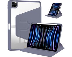 Acryl Draaibare Stand Case Hoesje Geschikt voor: iPad Pro 12,9 inch 2022/2021/2020/2018 & iPad Air 13 Inch (2025) M3 / Air 13 inch (2024) M2 - met Potloodhouder (Lavender)
