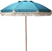 Bol.com HIXA Parasol - Houten paal - Stokparasol - Strand - Tuin Accessoires - 180CM - Blauw - Stokdiameter 3cm aanbieding