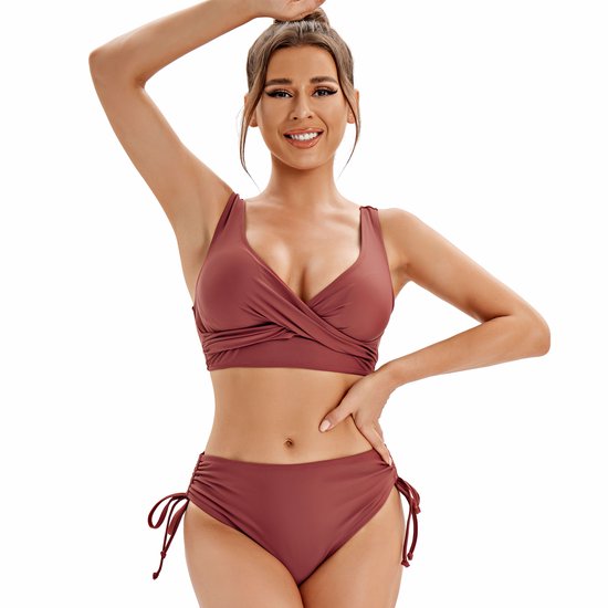 Maillot de Maillots de bain deux pièces Elegant pour femme, bikini Set , bustier, taille haute