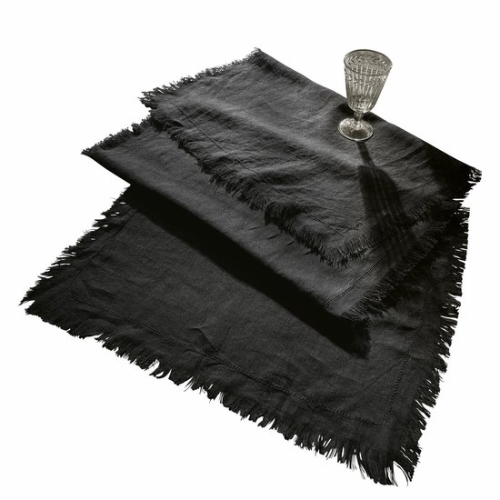 Tafelloper wafel - 45x150 cm - zwart