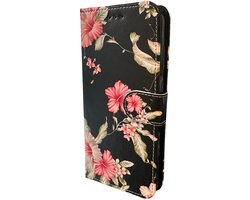 Elite Bookcase Geschikt voor: Samsung Galaxy S21 FE hoesje - Pasjeshouder - Portemonnee - Kunstleer - Bloemen Print