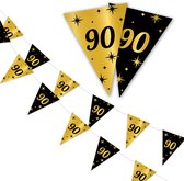 LUQ - 90 Jaar - Slinger - Leeftijd - Versiering - Verjaardag - decoratie - Feest - Hangdecoratie - Goud/Zwart