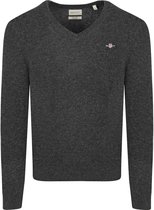 Gant Pullover V-Hals Woolblend Navy Melange - Maat XL - Heren - Pullovers