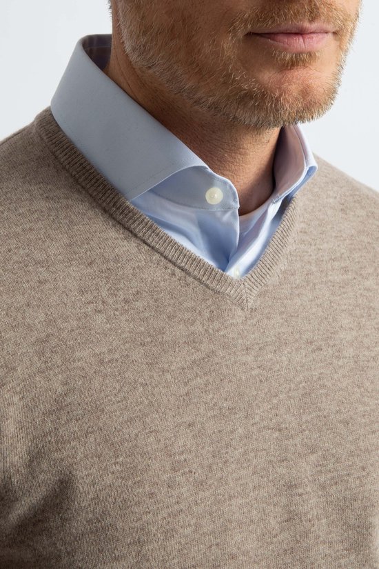 Pull Steppin' Out col V en laine mérinos marron clair - Taille S - Homme - Pulls
