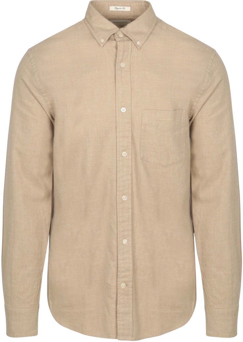 Gant Flanel Overhemd Beige - Maat XXL - Heren - Overhemden Casual