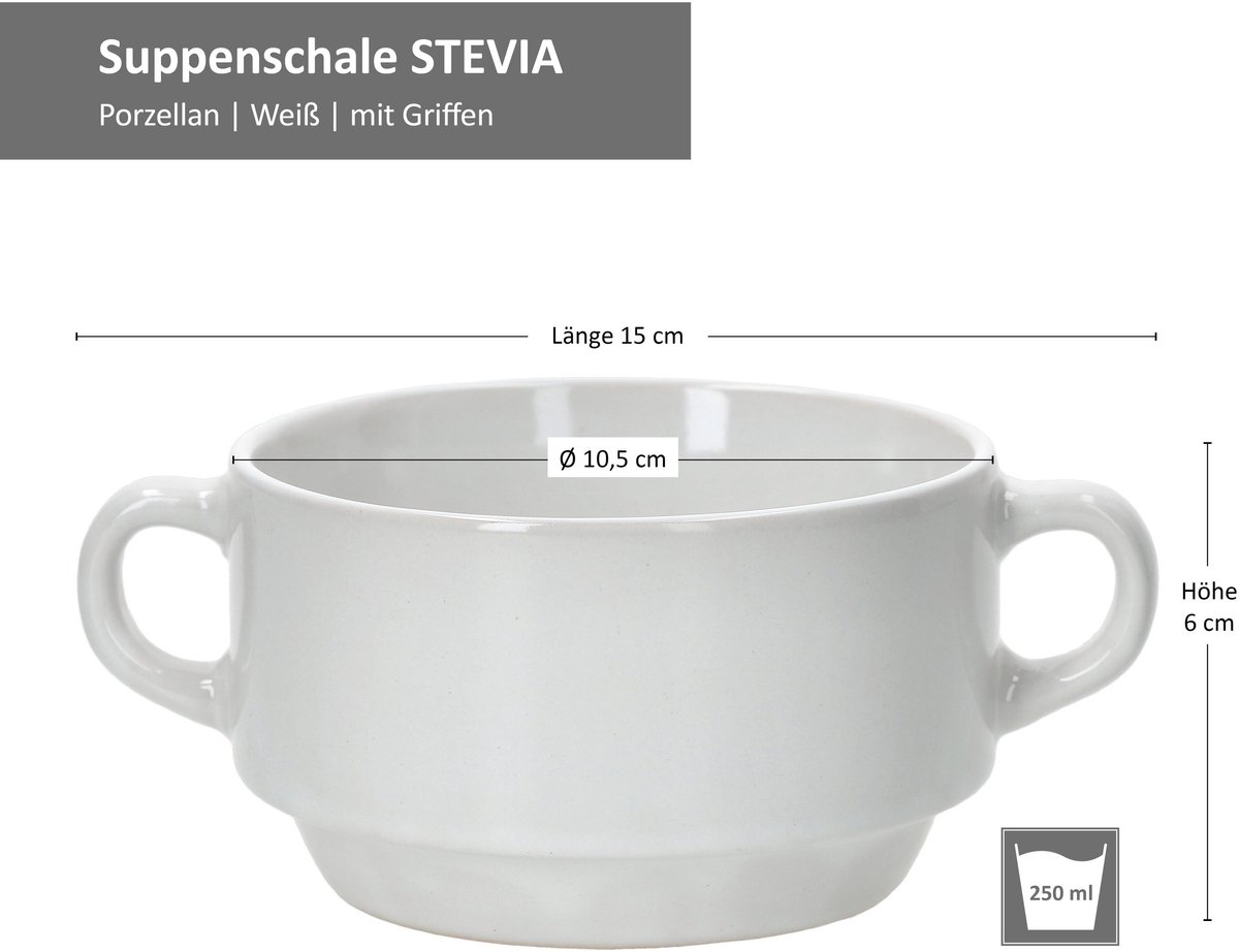 Set van 6 Stiva soepkommen wit 250 ml