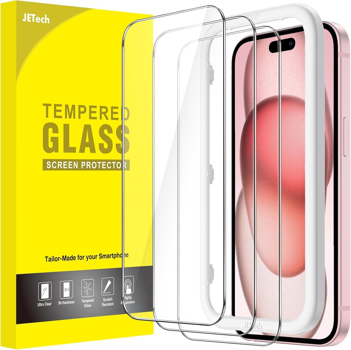 Zandarix Geschikt voor Apple iPhone 15 - Volledige Dekking - Gehard Glas - Schermbeschermer met Eenvoudige Installatietool - Doorzichtig - 3 Stuks