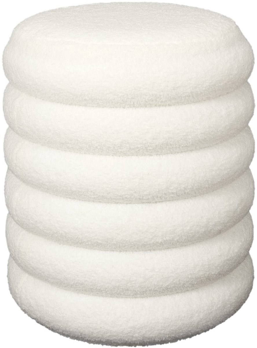 HOME DECO FACTORY Poef/krukje Freya - bouclé stof - wit - met opbergruimte - D37 x H44 cm - bijzet stoeltjes