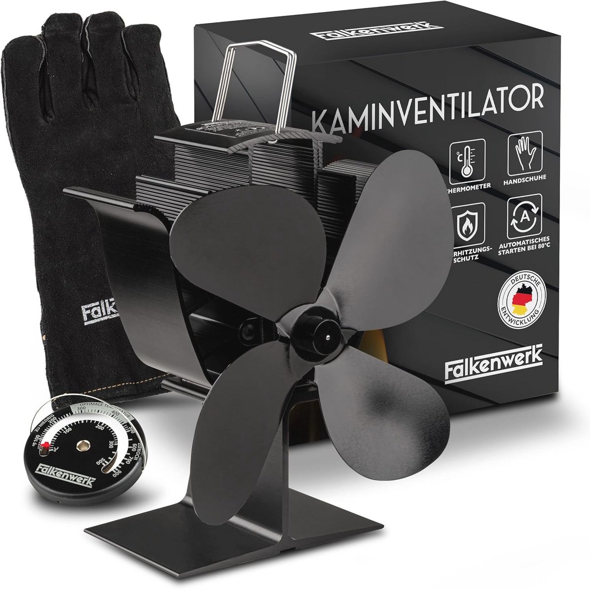 Stille Kachelventilator zonder Stroom | Warmteaangedreven 4-bladen Ventilator voor Efficiënte Warmteverdeling