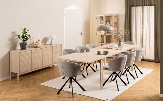 Buffet Linley 180x40x80cm avec quatre portes - placage de chêne blanc - Actona - Armoires de salon - Blanc - Placage|MDF - Armoires de salon