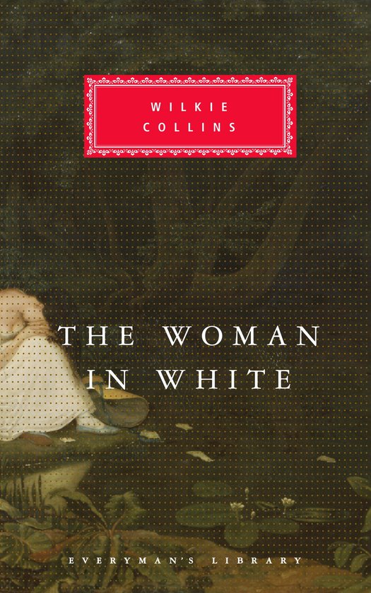 Couverture du livre 'The Woman in White' de Wilkie Collins, avec une peinture classique d'une femme en blanc.