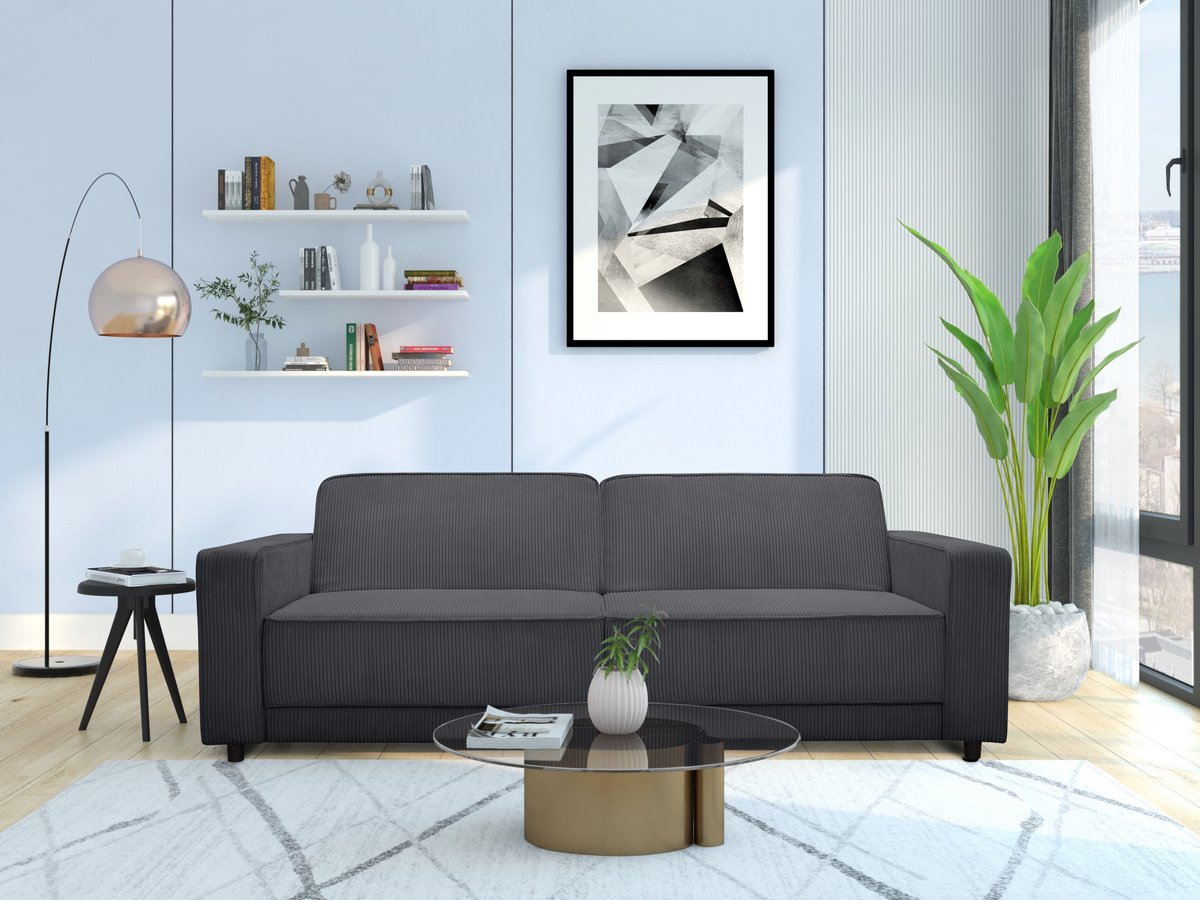Notio Living Allie-Slaapbank - 3-zits - Antraciet Stof