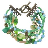 Behave® Kralen armband groen blauw 17 cm