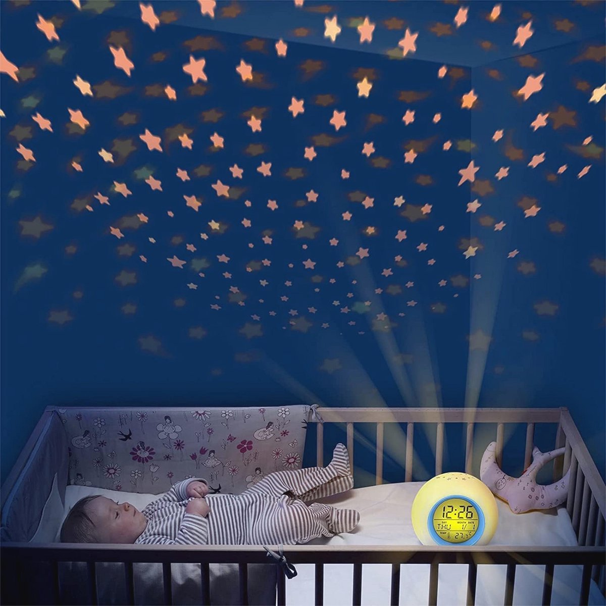 Digitale Kinderwekker met Zonsopgangssimulator en Sterrenprojectie - Stille Wekker met Kleurrijke Verlichting voor Kinderen