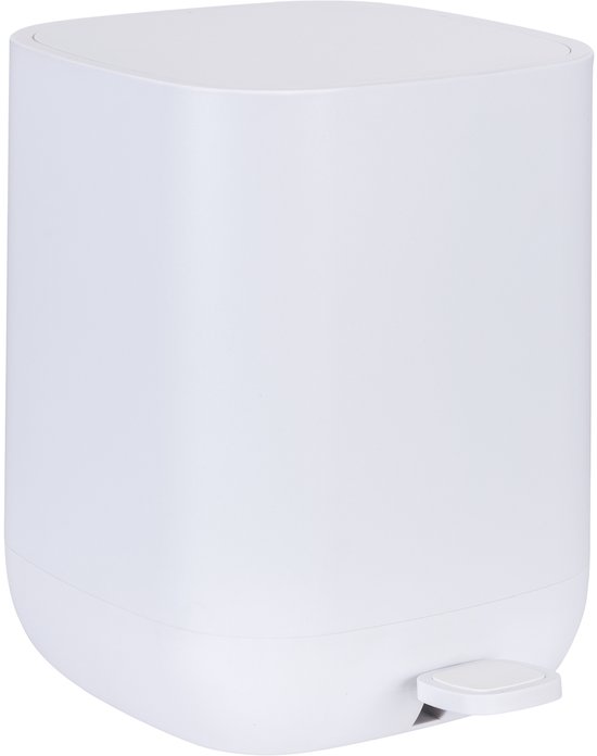 WENKO Afvalemmer Davos 6,5 liter mat wit - Prullenbak - Afvalbak - Vuilbak - Vuilnisbak